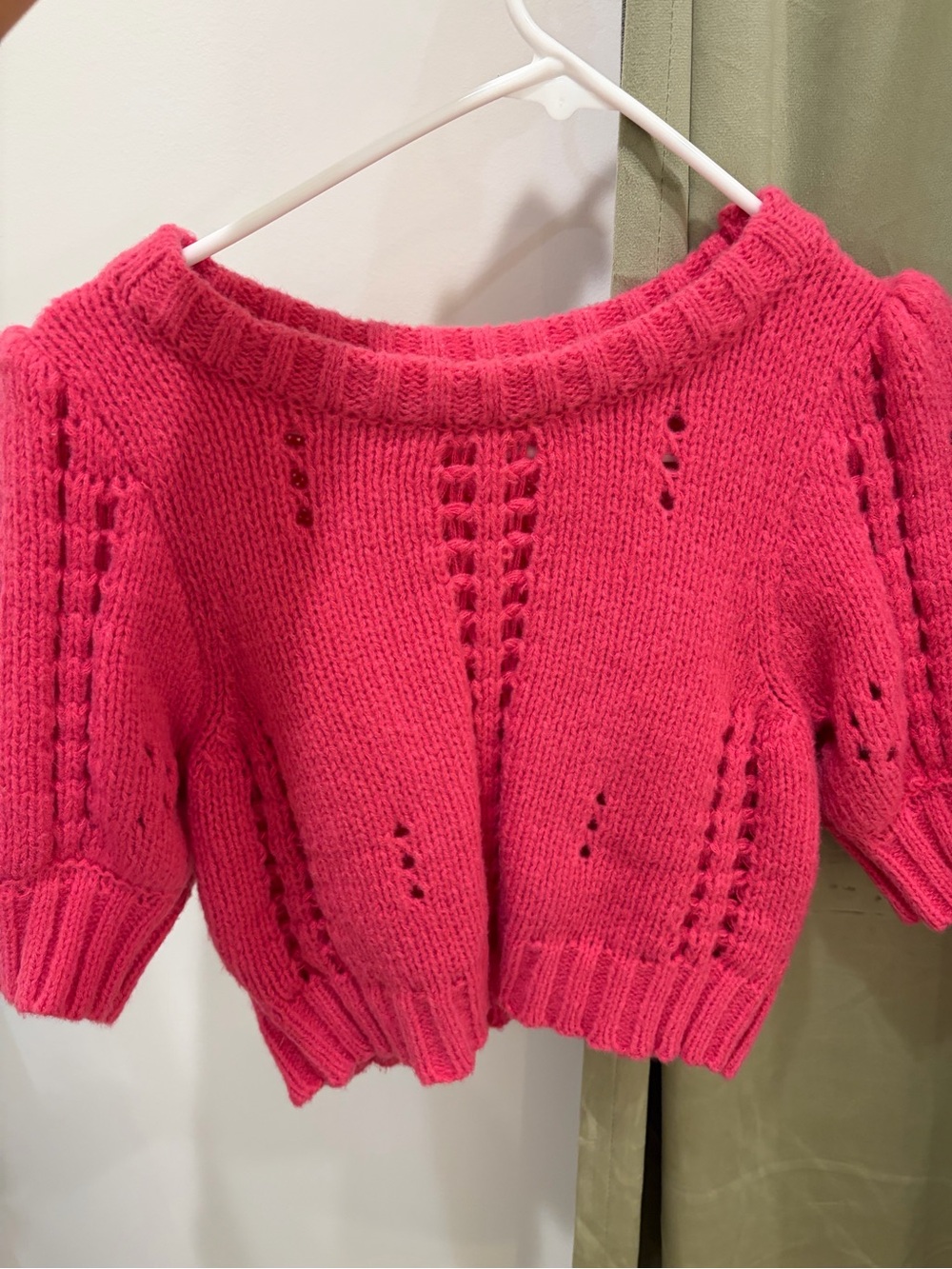 Women's Pink Knit Short-Sleeve Sweater